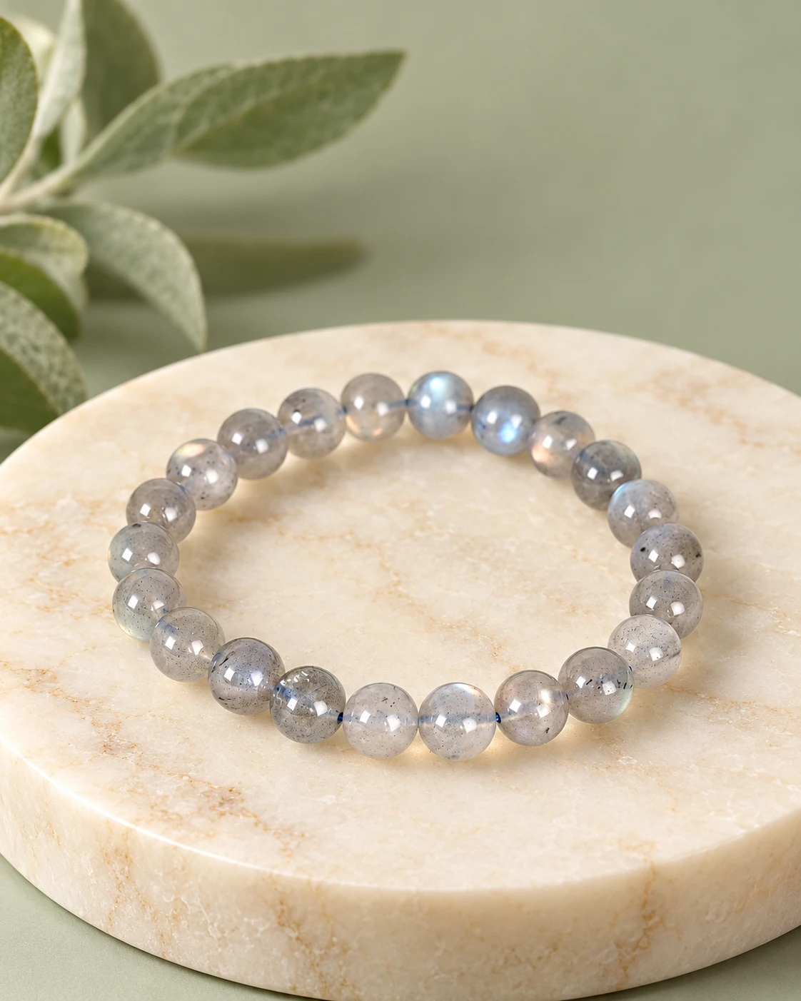 Labradorite Bead Bracelet — Luxury studio display