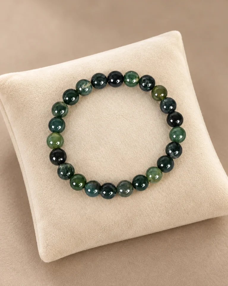 Moss Agate Bead Bracelet