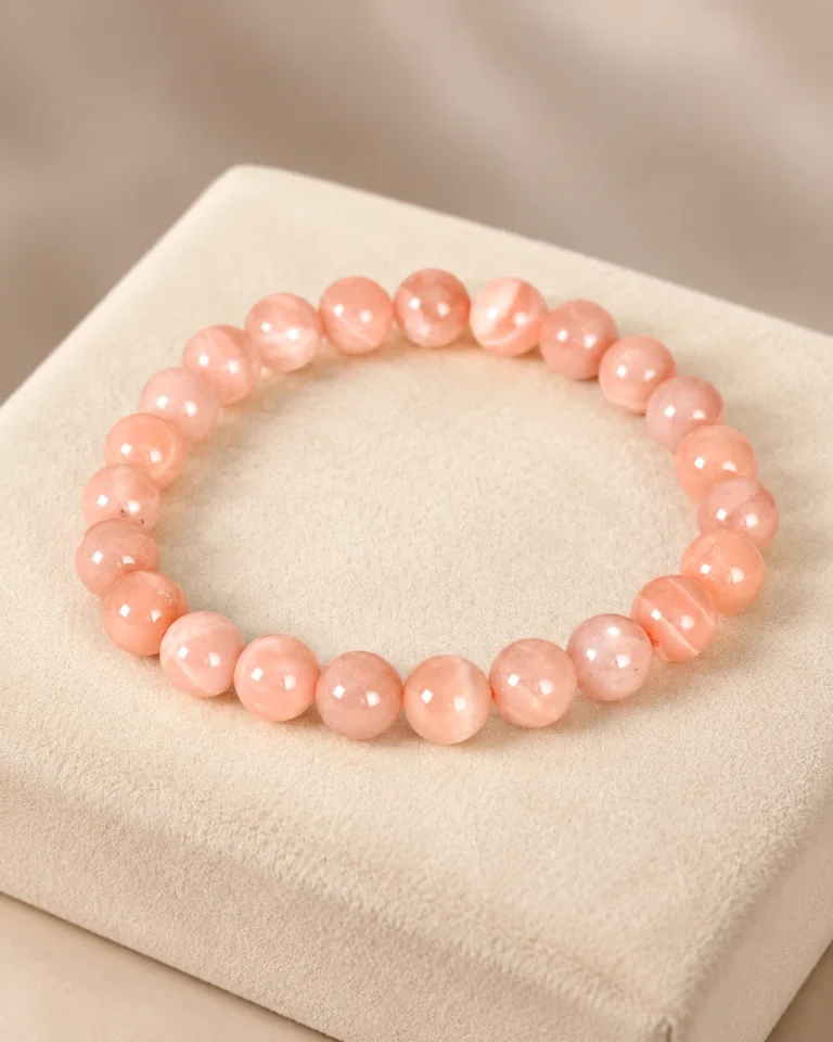 Peach Moonstone Bead Bracelet
