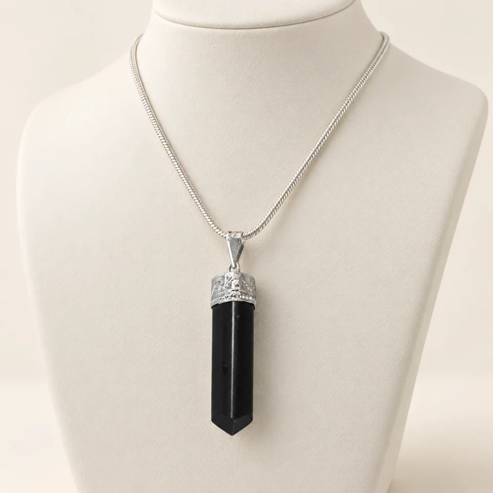 Black Tourmaline Pencil Pendant