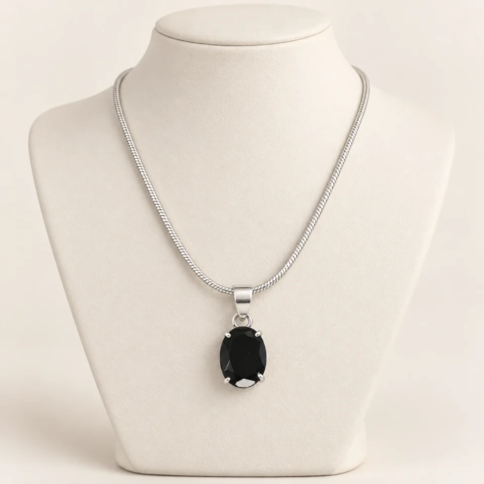 Black Tourmaline Prong Pendant