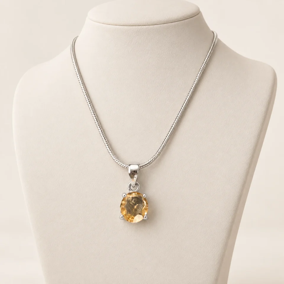 Citrine Prong Pendant