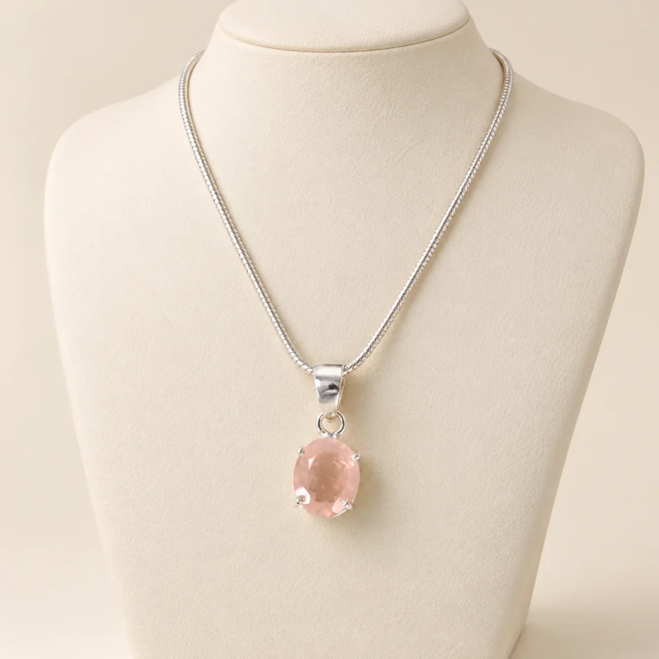 Rose Quartz Prong Pendant