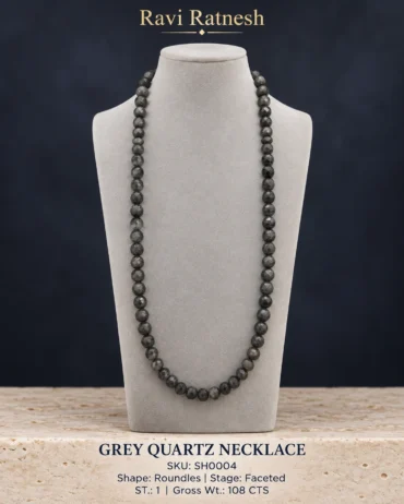Grey Quartz Single Hook Necklace