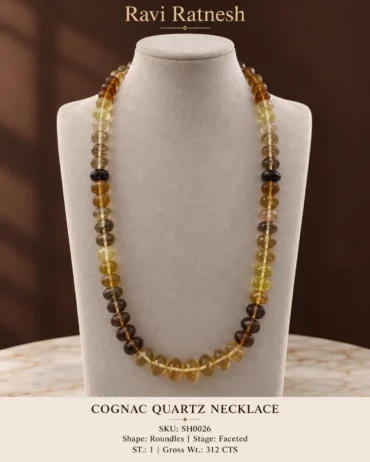 Cognac Quartz Single Hook Necklace