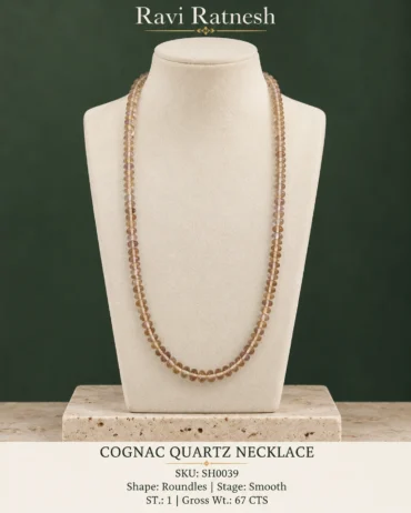 Cognac Quartz Single Hook Necklace