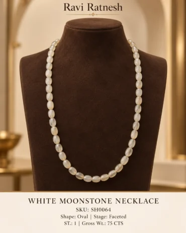 White Moonstone Single Hook Necklace SH0064 — studio product photograph