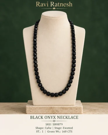 Black Onyx Single Hook Necklace SH0079 — studio product photograph