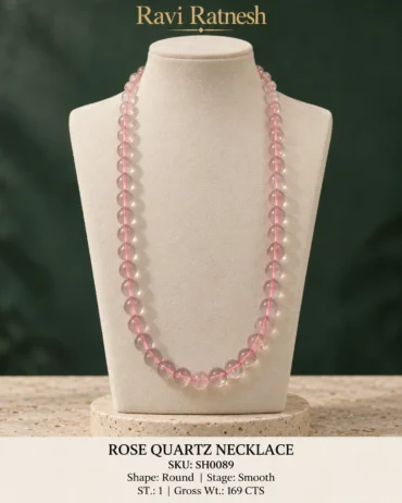 Rose Quartz Single Hook Necklace SH0089 — studio product photograph
