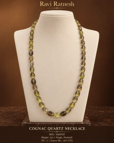 Cognac Quartz Single Hook Necklace SH0092 — studio product photograph