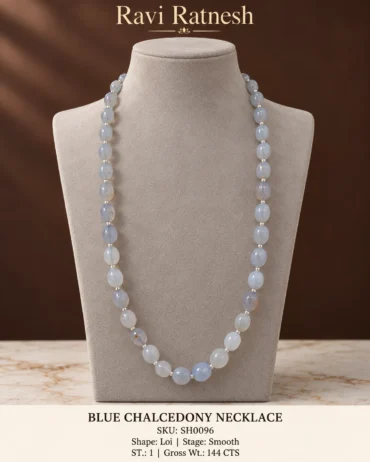 Blue Chalcedony Single Hook Necklace SH0096 — studio product photograph