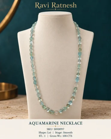 Aquamarine Single Hook Necklace SH0097 — studio product photograph
