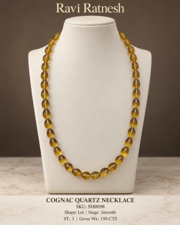 Cognac Quartz Single Hook Necklace