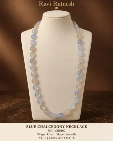 Blue Chalcedony Single Hook Necklace SH0102 — studio product photograph