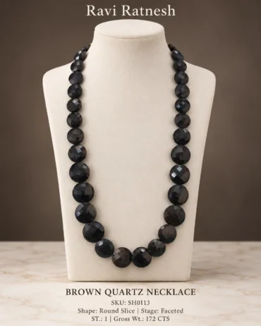 Brown Quartz Single Hook Necklace SH0113 — studio product photograph