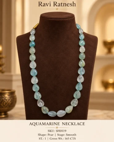 Aquamarine Single Hook Necklace SH0119 — studio product photograph