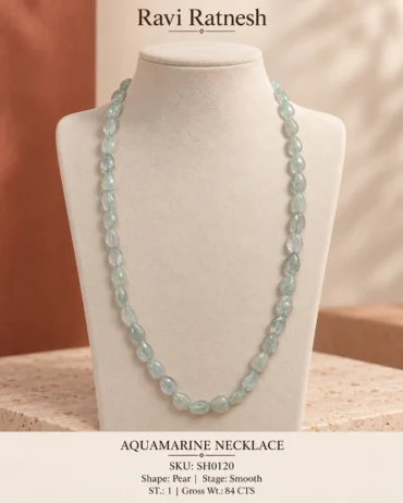 Aquamarine Single Hook Necklace SH0120 — studio product photograph