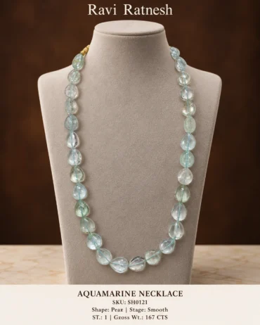 Aquamarine Single Hook Necklace SH0121 — studio product photograph