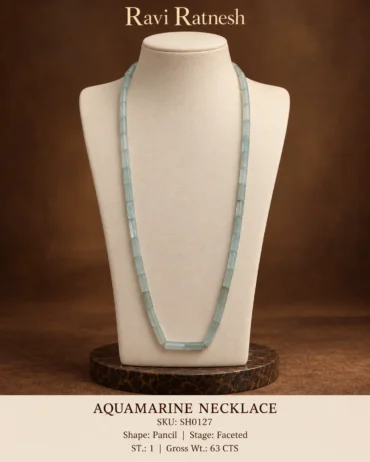 Aquamarine Single Hook Necklace SH0127 — studio product photograph
