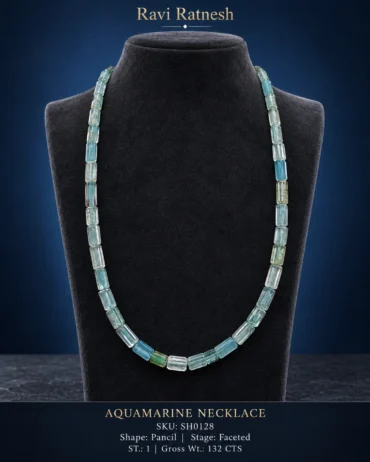 Aquamarine Single Hook Necklace SH0128 — studio product photograph
