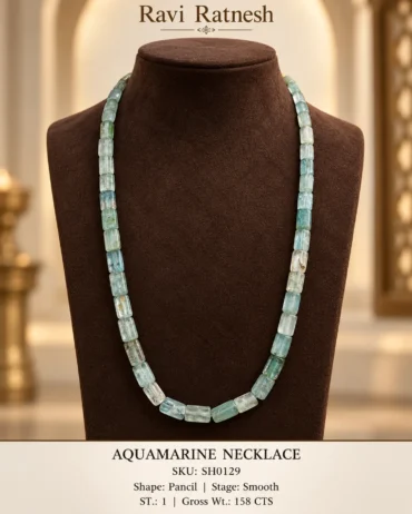 Aquamarine Single Hook Necklace SH0129 — studio product photograph