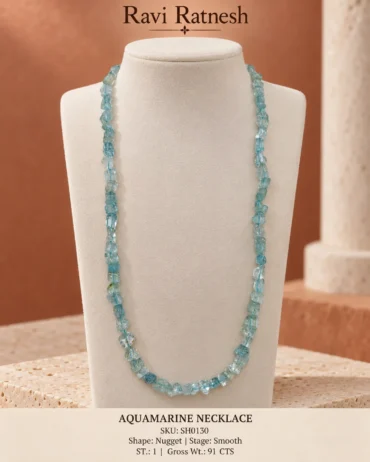 Aquamarine Single Hook Necklace SH0130 — studio product photograph