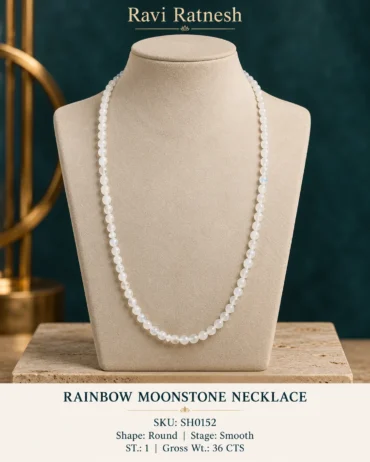 Rainbow Moonstone Single Hook Necklace SH0152 — studio product photograph