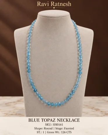 Blue Topaz Single Hook Necklace SH0161 — studio product photograph