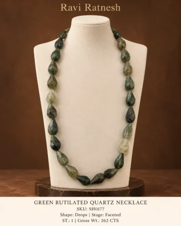 Green Rutilated Quartz Single Hook Necklace SH0177 — studio product photograph